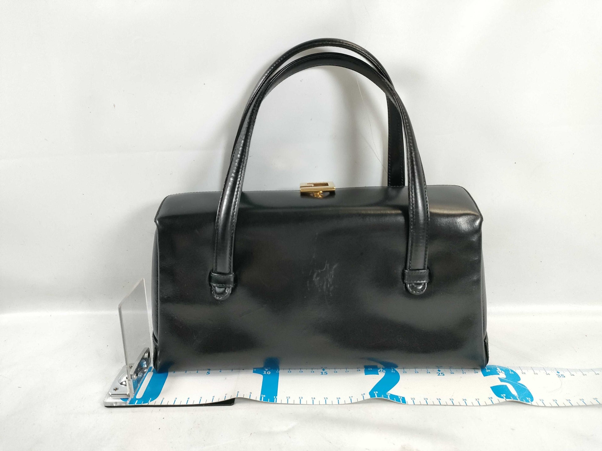 GUCCI All Leather G Hardware Black Handbag