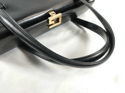 GUCCI All Leather G Hardware Black Handbag