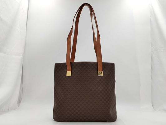 CELINE Macadam Tote Bag, Brown, PVC Leather, Gold Hardware, One-Shoulder, A4 Size Capacity, Women's Vintage D1 Tote Bag