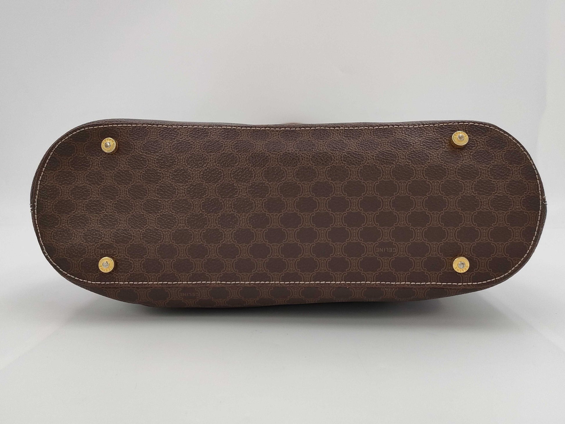 CELINE Macadam Tote Bag, Brown, PVC Leather, Gold Hardware, One-Shoulder, A4 Size Capacity, Women's Vintage D1 Tote Bag