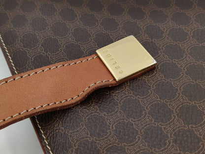 CELINE Macadam Tote Bag, Brown, PVC Leather, Gold Hardware, One-Shoulder, A4 Size Capacity, Women's Vintage D1 Tote Bag