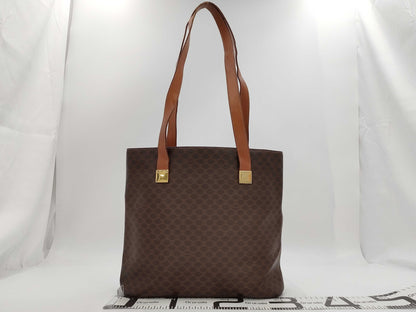 CELINE Macadam Tote Bag, Brown, PVC Leather, Gold Hardware, One-Shoulder, A4 Size Capacity, Women's Vintage D1 Tote Bag