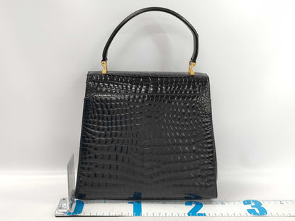Tiffany & Co. TIFFANY & Co. Tiffany handbag, black leather, crocodile embossed, gold hardware, top handle, flap closure, women's B handbag