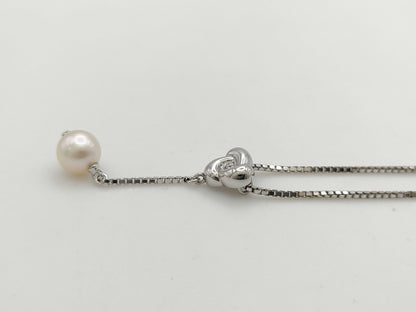 TASAKI Pearl Diameter: Approx. 6.9mm, D0.01ct, Silver/Metal, 4.4g Necklace 