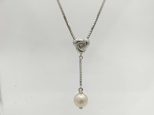 TASAKI Pearl Diameter: Approx. 6.9mm, D0.01ct, Silver/Metal, 4.4g Necklace 