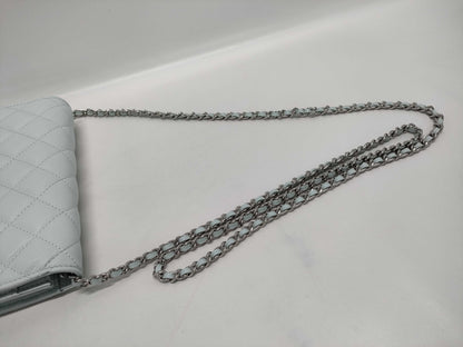 CHANEL Classic Chain Wallet Matelasse Caviar Leather Light Blue with Silver Hardware AP0250 Shoulder Bag
