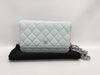 CHANEL Classic Chain Wallet Matelasse Caviar Leather Light Blue with Silver Hardware AP0250 Shoulder Bag