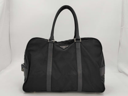 PRADA Prada Nylon Saffiano Leather Business Bag, Boston Bag, Tote Bag, Handbag with Triangle Logo, Shoulder Bag, Large Capacity, White Tag Included, Black