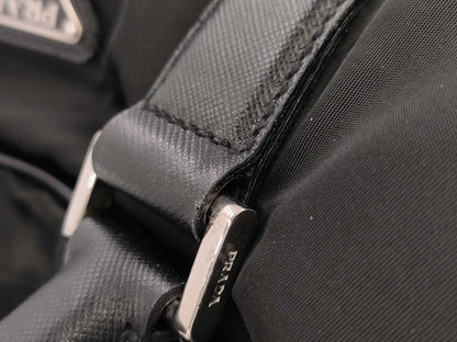 PRADA Prada Nylon Saffiano Leather Business Bag, Boston Bag, Tote Bag, Handbag with Triangle Logo, Shoulder Bag, Large Capacity, White Tag Included, Black