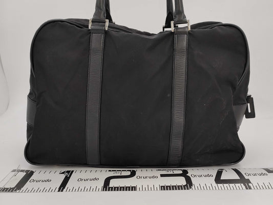 PRADA Prada Nylon Saffiano Leather Business Bag, Boston Bag, Tote Bag, Handbag with Triangle Logo, Shoulder Bag, Large Capacity, White Tag Included, Black