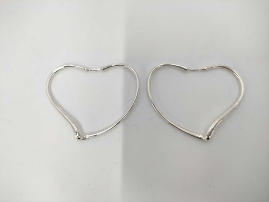 Tiffany & Co. Tiffany Elsa Peretti Open Heart Hoop Earrings, Medium, Ag925, 9.9g