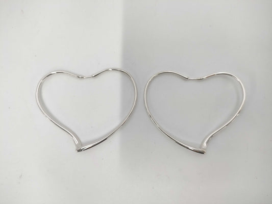 Tiffany & Co. Tiffany Elsa Peretti Open Heart Hoop Earrings, Large, Ag925, 11.3g