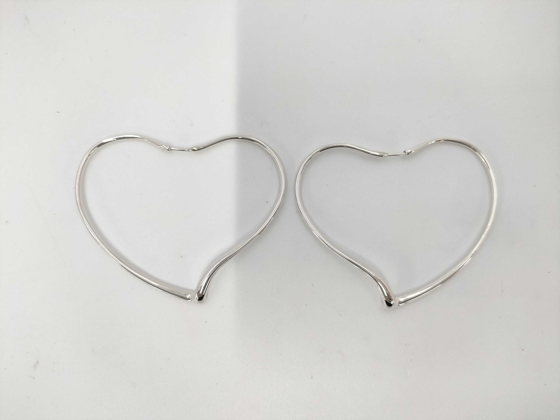 Tiffany & Co. Tiffany Elsa Peretti Open Heart Hoop Earrings, Large, Ag925, 11.3g