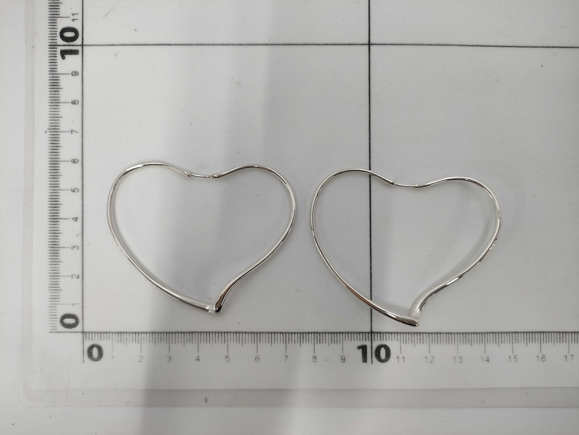 Tiffany & Co. Tiffany Elsa Peretti Open Heart Hoop Earrings, Large, Ag925, 11.3g