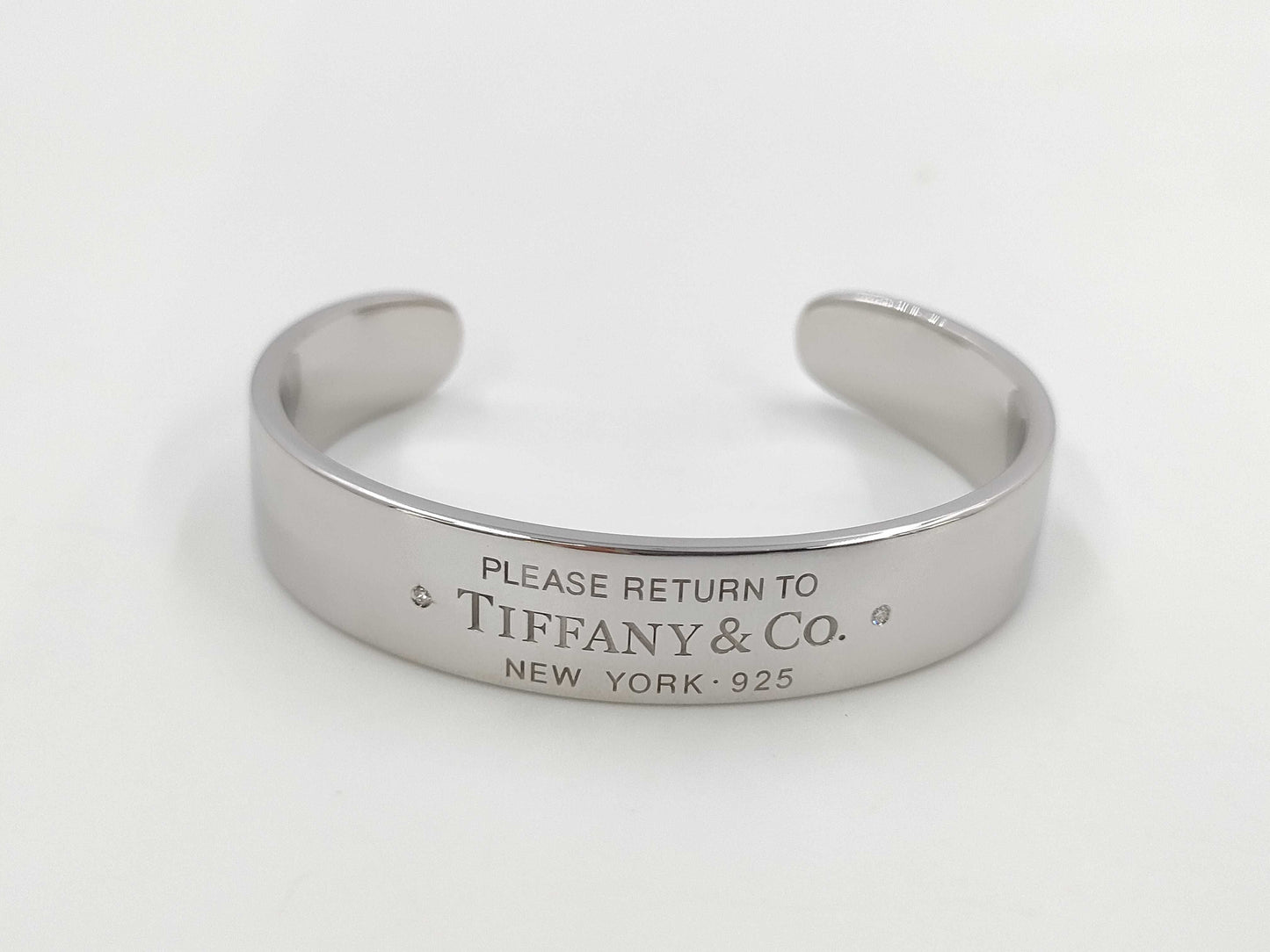 Tiffany & Co. Return to Tiffany RTT Narrow Cuff Diamond Bracelet, Small, Ag925, 32.2g