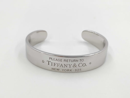 Tiffany & Co. Return to Tiffany RTT Narrow Cuff Diamond Bracelet, Small, Ag925, 32.2g