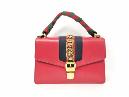 GUCCI GUCCI Sylvie Leather Red Shoulder Bag Handbag