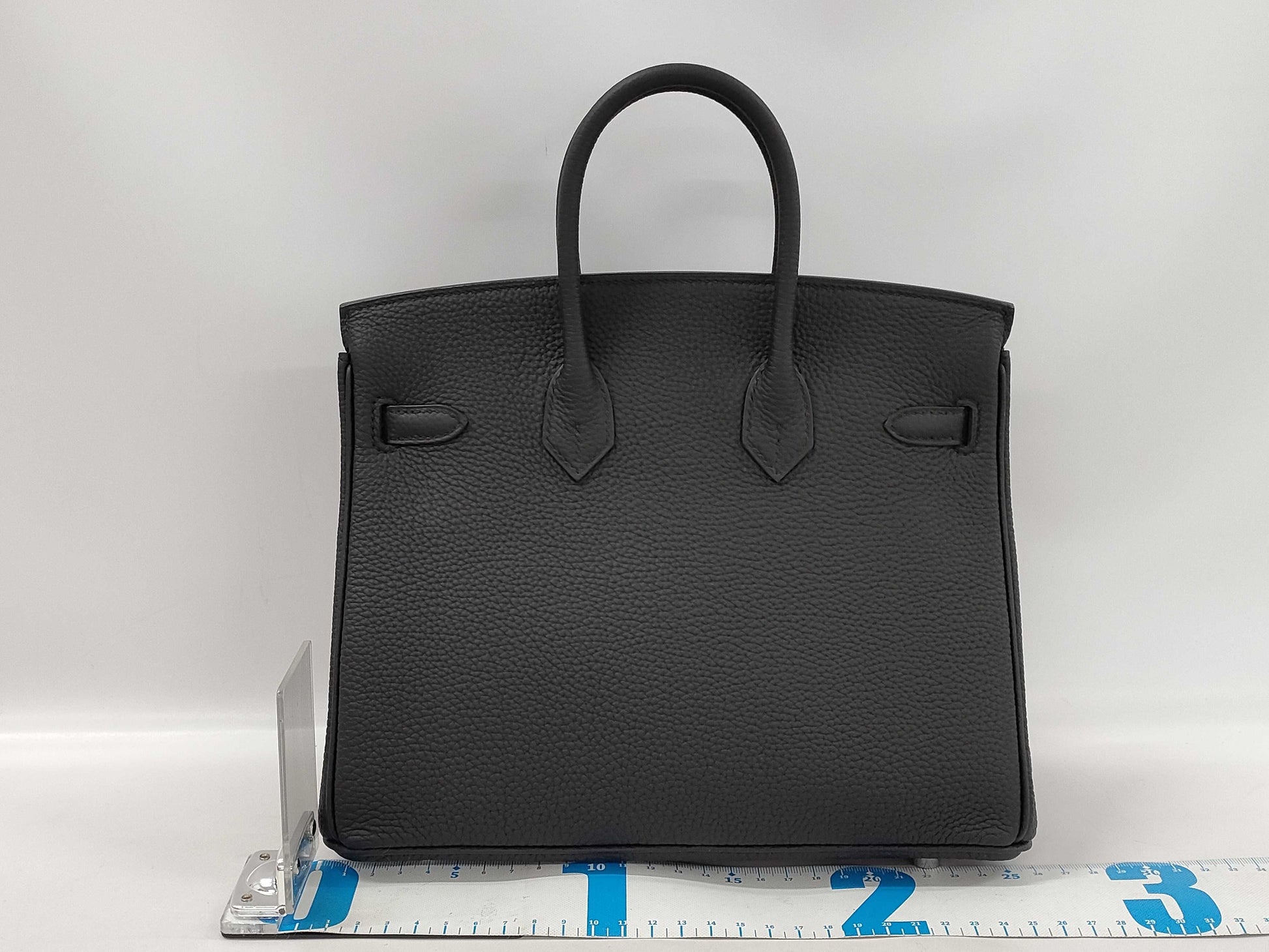 HERMES Birkin 25 Black K Stamp Silver Hardware Handbag