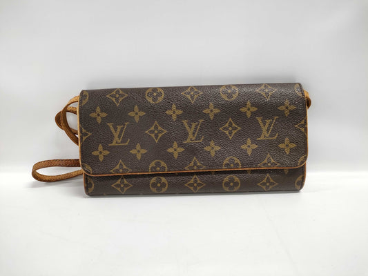 LOUIS VUITTON Monogram Pochette Twin GM M51852 FL0091 Brown Shoulder Bag