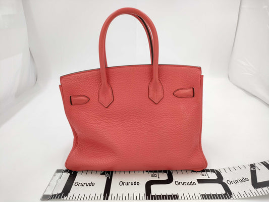 HERMES Birkin 30 Taurillon Geranium R Stamped Handbag
