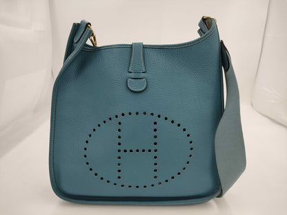 HERMES Evelyn Evelyn Taurillon Blue Jean F Stamped Shoulder Bag
