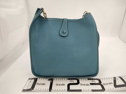 HERMES Evelyn Evelyn Taurillon Blue Jean F Stamped Shoulder Bag