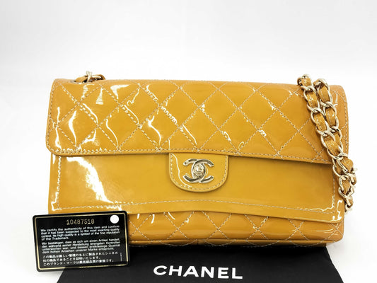 CHANEL CHANEL Matelasse Turnlock Double Flap Enamel Shoulder Bag