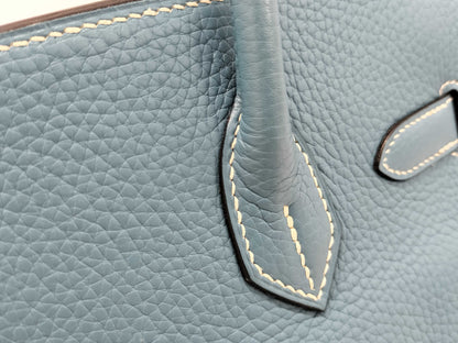 HERMES HERMES Birkin 30 Blue □I Cadena Crochet Handbag