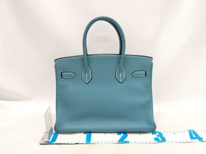 HERMES HERMES Birkin 30 Blue □I Cadena Crochet Handbag