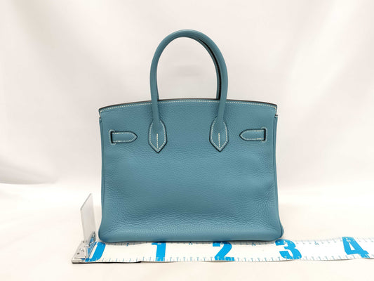HERMES HERMES Birkin 30 Blue □I Cadena Crochet Handbag