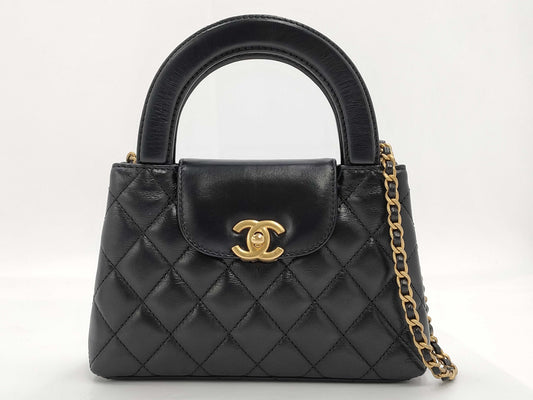CHANEL Matelasse, Gold Hardware, 2-Way Handbag, Chain Shoulder Bag, W19cm, AS4416, Serial Number Plate, Black