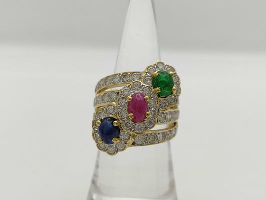 R1.17ct S1.00ct E0.60ct D2.42ct K18 12.6g Ring 