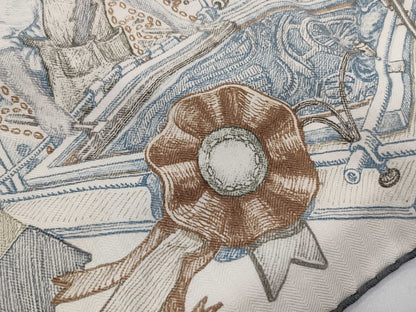 HERMES Carre Jean Cashmere Silk Large Shawl with Hermes World Illustrations and Other Accessories