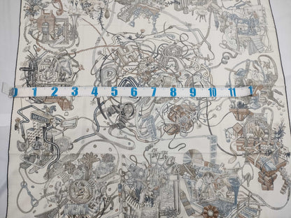 HERMES Carre Jean Cashmere Silk Large Shawl with Hermes World Illustrations and Other Accessories