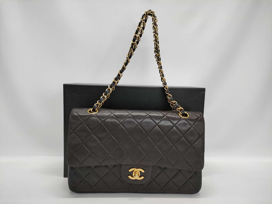 CHANEL Double Flap Matelasse Black Shoulder Bag