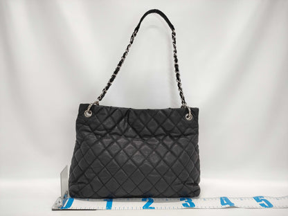 CHANEL Matelasse Tote Bag, Black with Silver Hardware, Caviar Leather, Size 19