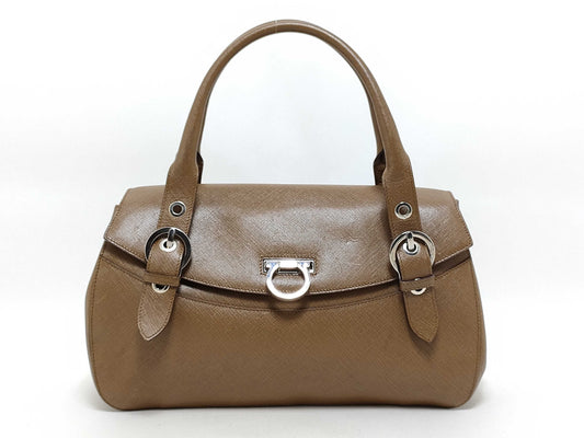 Salvatore Ferragamo Gancini Salvatore FerragamoSALVATORE FERRAGAMO 21 5322 Gancini Handbag in Brown Silver AB-21 B