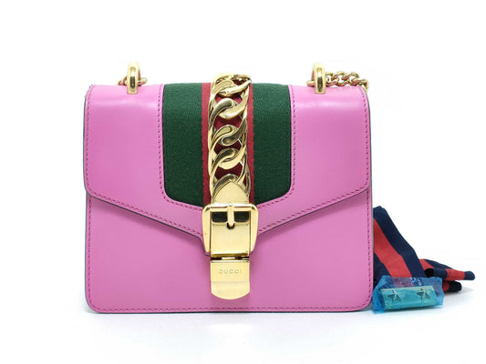 GUCCI GUCCI GUCCI Sylvie Shoulder Bag Leather Pink Shoulder Bag