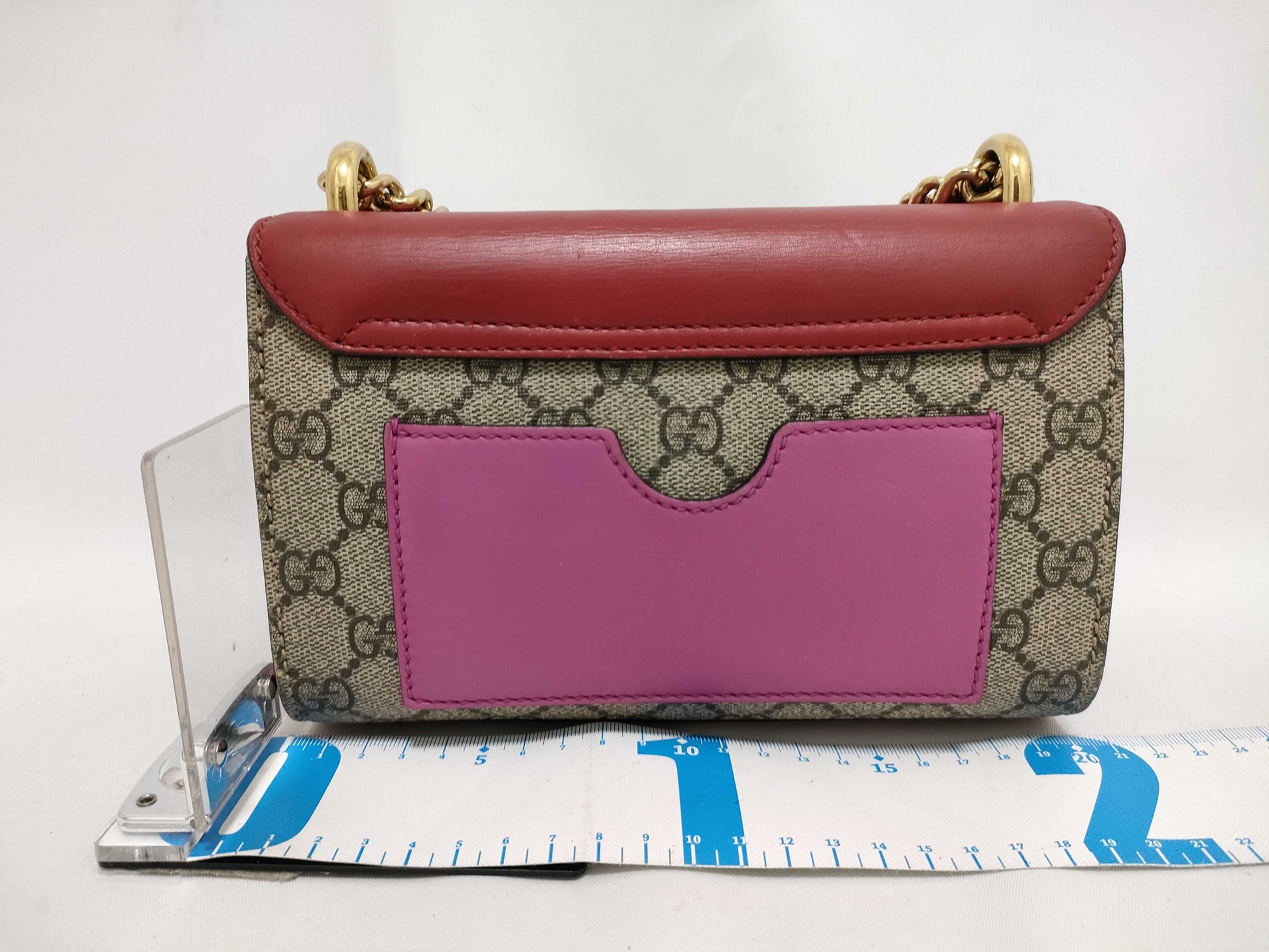 GUCCI GG Supreme Chain Shoulder Bag 409487 Red Beige Shoulder Bag