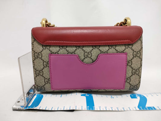 GUCCI GG Supreme Chain Shoulder Bag 409487 Red Beige Shoulder Bag