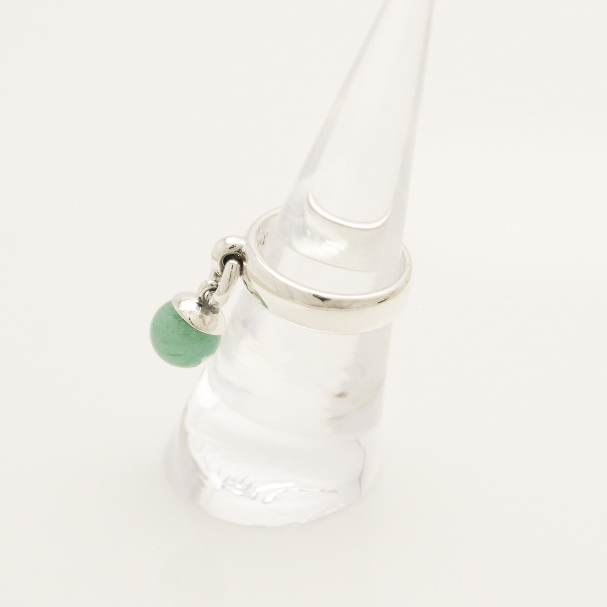 Tiffany & Co. Ball Dangle Jade Ring, 925 Sterling Silver, 5.85g