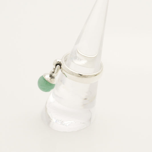 Tiffany & Co. Ball Dangle Jade Ring, 925 Sterling Silver, 5.85g