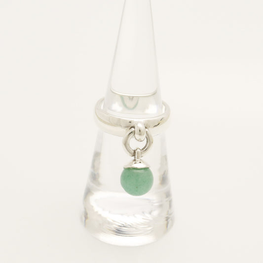 Tiffany & Co. Ball Dangle Jade Ring, 925 Sterling Silver, 5.85g