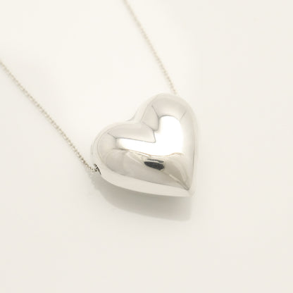 Tiffany & Co. Puff Heart Necklace Pendant, Sterling Silver , Weight: 11.96g
