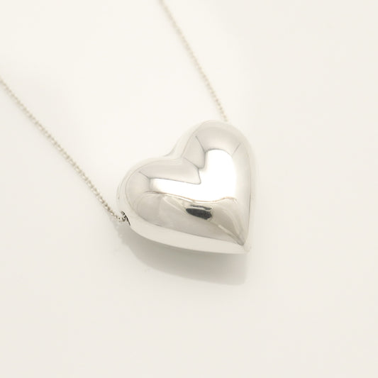 Tiffany & Co. Puff Heart Necklace Pendant, Sterling Silver , Weight: 11.96g