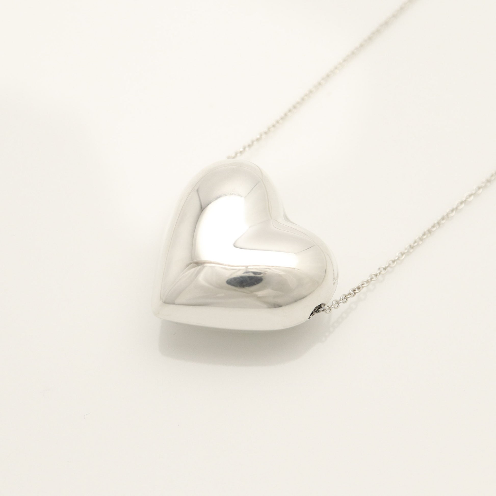 Tiffany & Co. Puff Heart Necklace Pendant, Sterling Silver , Weight: 11.96g