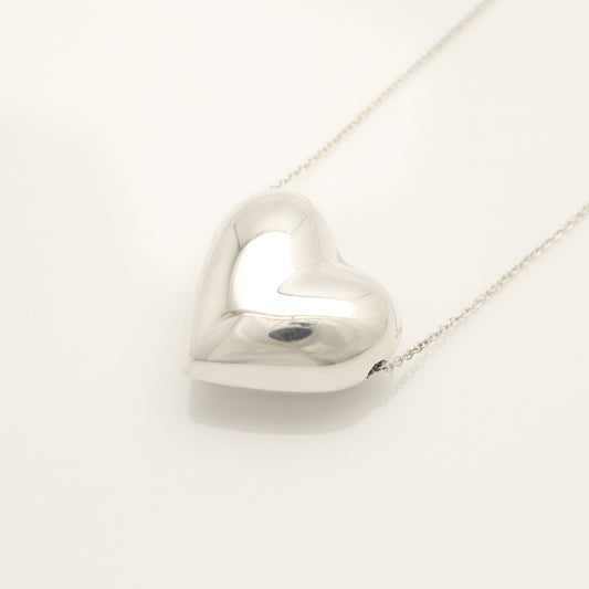 Tiffany & Co. Puff Heart Necklace Pendant, Sterling Silver , Weight: 11.96g