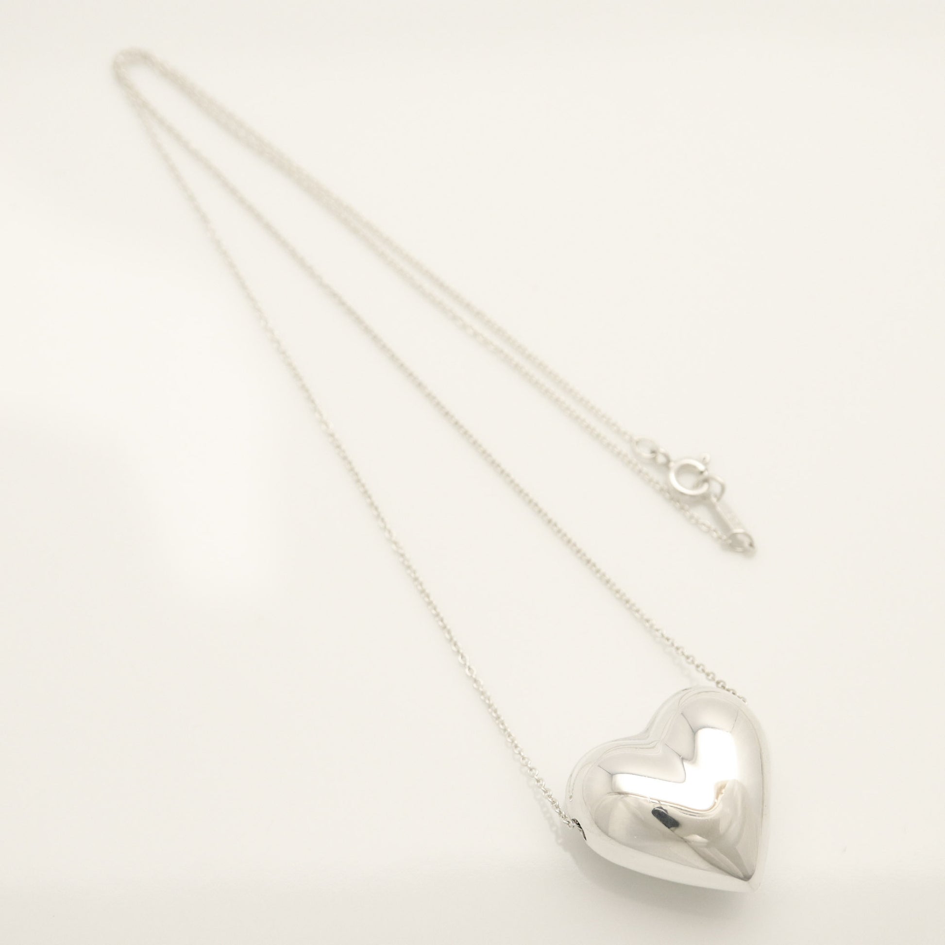 Tiffany & Co. Puff Heart Necklace Pendant, Sterling Silver , Weight: 11.96g