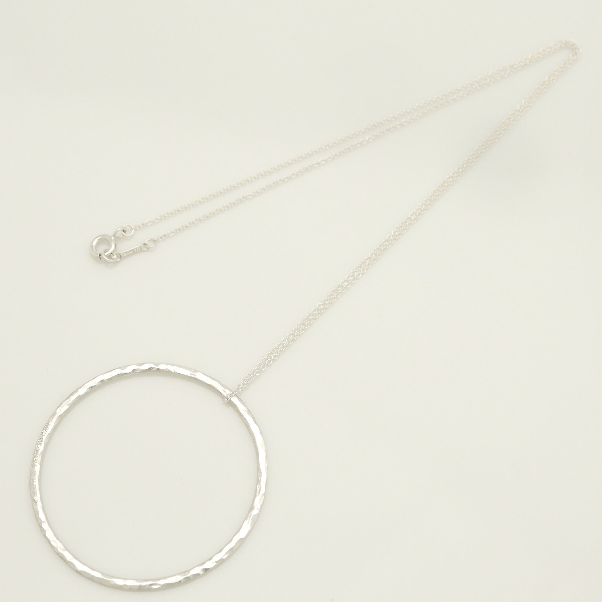 Tiffany & Co. TIFFANY & Co. Logo Barhamard Circle Necklace Pendant in Sterling Silver Weight: 3.02g
