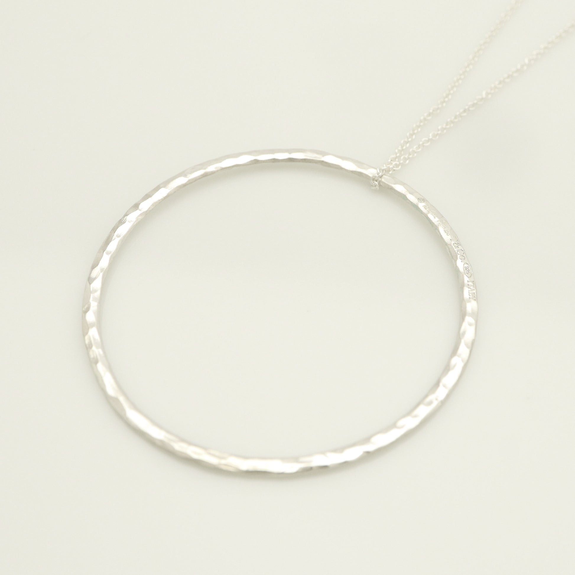 Tiffany & Co. TIFFANY & Co. Logo Barhamard Circle Necklace Pendant in Sterling Silver Weight: 3.02g